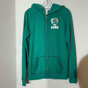 Victoria Secret PINK Sequin Green Sweatshirt Spartans Hoodie Women’s Size S